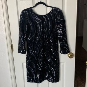 Sequence silver and black dress